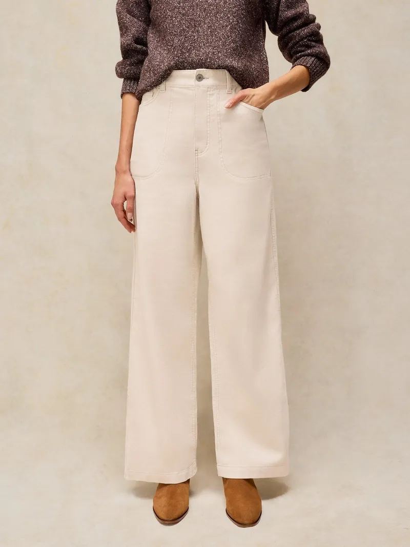 White Stuff Kordhose Tia mit weitem Bein - 36/R, Naturweiß, – Produktbild 2 von 4