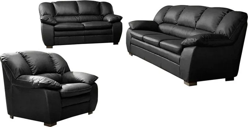 COTTA Polstergarnitur Casino, 3tlg. Set, Sofa Wohnzimmer Garnitur, Wellenunterfederung, (Set, 3-tlg), Sessel, 2-Sitzer, 2,5-Sitzer, hohe Rückenlehne, Schwarz, – Produktbild 3 von 7