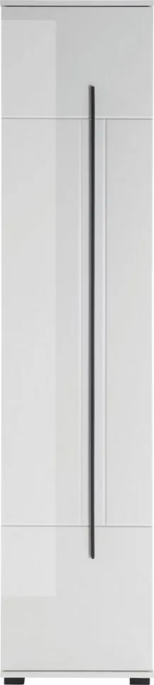 Home affaire Hochschrank Cantara, Badschrank in Hochglanz Weiß, Hochschrank im modernen Design mit schwarzen Griffen, ausreichend Stauraum, Weiß, – Produktbild 3 von 8