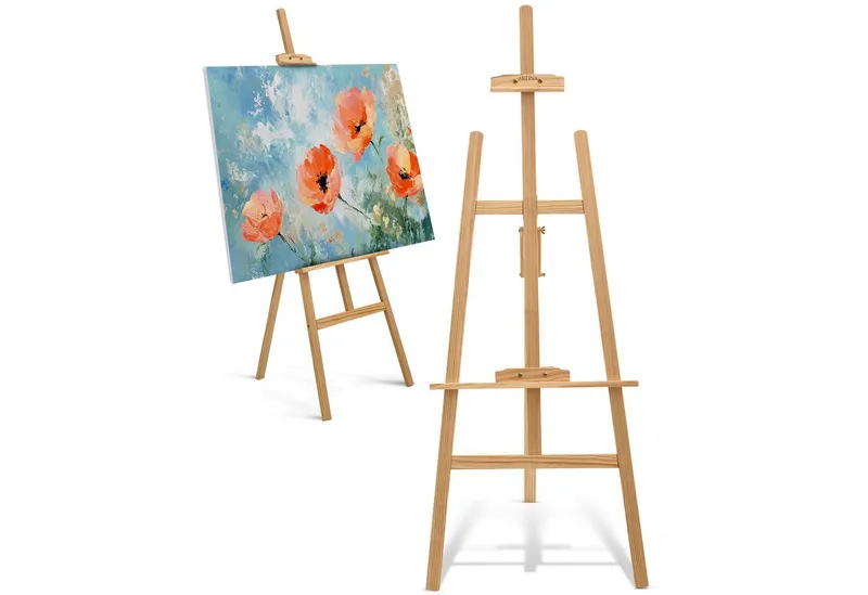 Artina Staffelei Tessin Feldstaffelei, 150cm, Natur, Malstaffelei, höhenverstellbar, Kiefernholz, stabile Dreibein-Konstruktion, Beige, – Produktbild 2 von 5