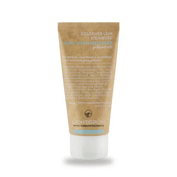 LICHTGRÜN LICHTGRÜN Hand- und Nagelcreme präbiotisch Goldener Lein + Steinrose – Produktbild 1 von 5
