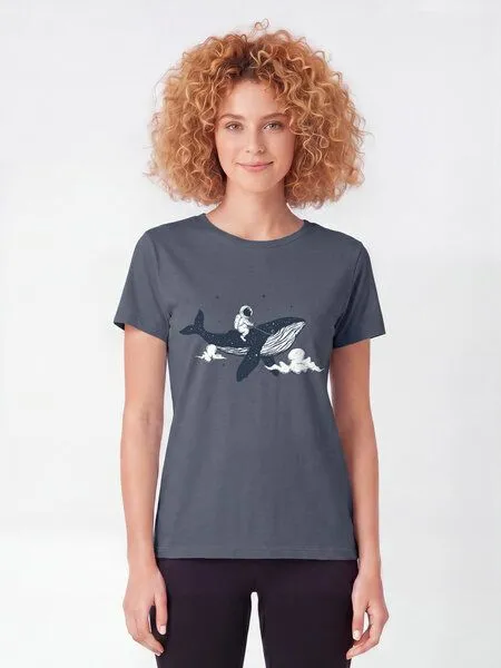 watapparel watapparel T-Shirt Frauen Spacewhale, Blue grey, – Produktbild 2 von 2