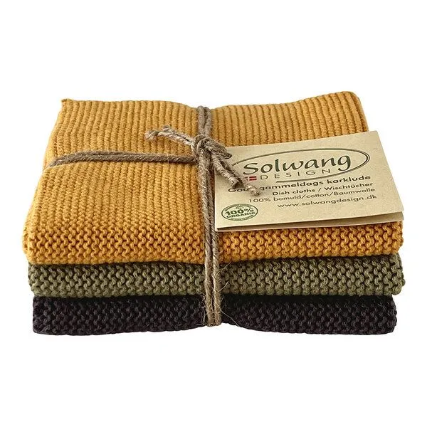 Solwang Design Solwang Design 3er-Set Spültücher aus 100% Biobaumwolle, Dunkel mix, – Produktbild 1 von 2