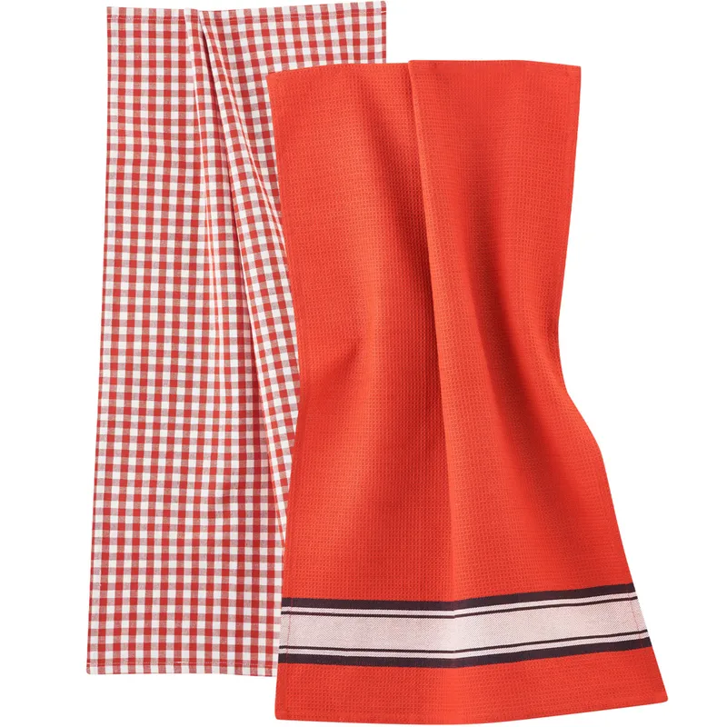 Living Crafts LIVING CRAFTS - Home Geschirrtücher, 2er-Pack - Rot (100% Bio-Baumwolle), Nachhaltige Mode, Bio Bekleidung, Rot, – Produktbild 1 von 2