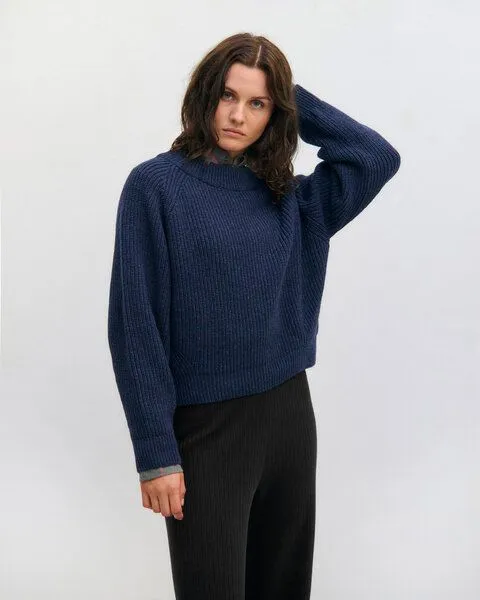 Rotholz Rotholz Kurzer Strickpullover Recycelte Wolle, Blau, – Produktbild 4 von 4