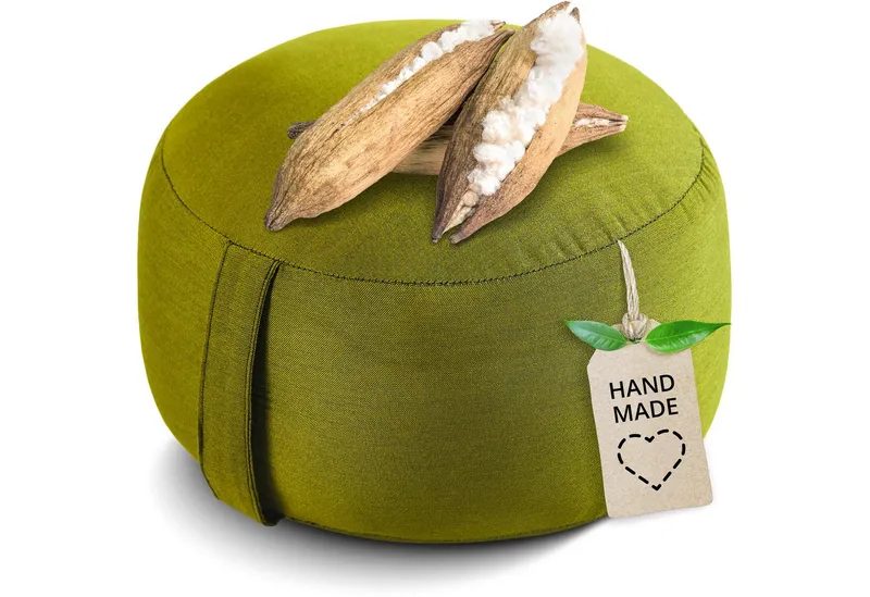 livasia Meditationskissen Zafukissen (Basic) - 32x20cm, Kapok, vegan, handgefertigt, Grün, – Produktbild 1 von 5