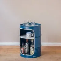 Lockengelöt Lockengelöt Minibar aus einem kleinen Ölfass, Ozeanblau, – Produktbild 2 von 3