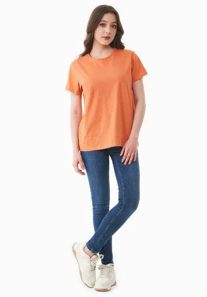 ORGANICATION ORGANICATION Damen Basic T-Shirt aus Bio-Baumwolle, Dusty orange, – Produktbild 2 von 4