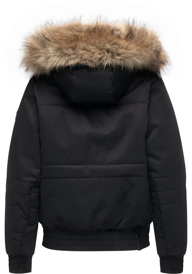 ragwear ragwear Winterjacke Deluxia YOUMODO modische Damen Bomberjacke mit Kunstfell, Schwarz, – Produktbild 4 von 5