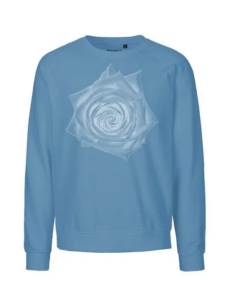 Peaces.bio - handbedruckte Biomode Peaces.bio - handbedruckte Biomode Bio Damen Sweatshirt Loose Fit Rose, Blaugrau, – Produktbild 1 von 3