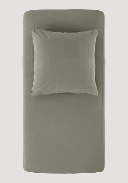 hessnatur hessnatur Perkal Spannbettlaken aus reiner Bio-Baumwolle, Seegras, – Produktbild 4 von 4