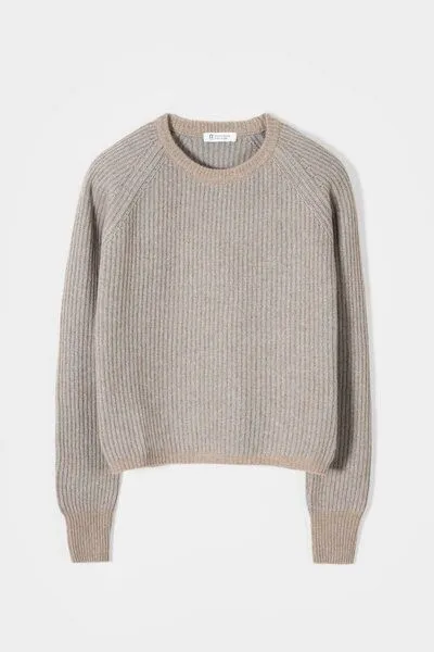 Rifò - Circular Fashion Made in Italy Rifò - Circular Fashion Made in Italy Recycelte Kaschmirwolle Pullover - Emilia, Beige-grau, – Produktbild 2 von 4