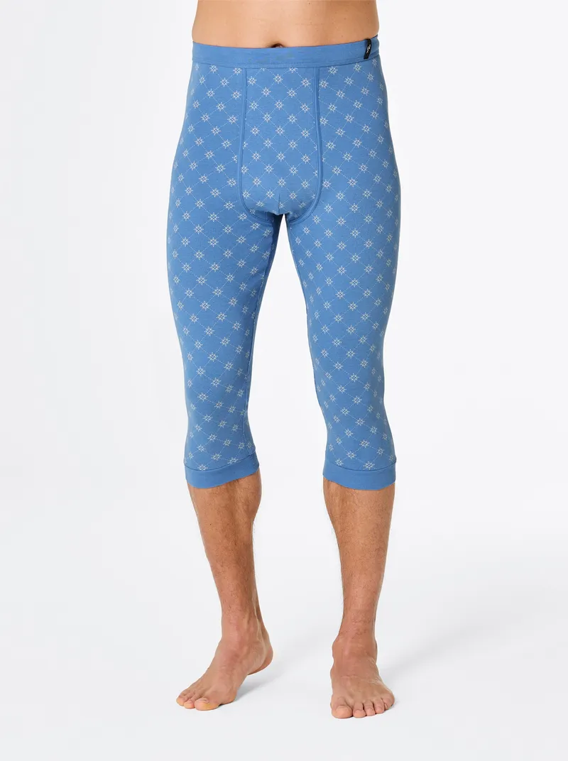 wäschepur men Hose 3/4-lang mittelblau + mittelblau-bedruckt, Mittelblau + mittelblau-bedruckt, – Produktbild 1 von 3