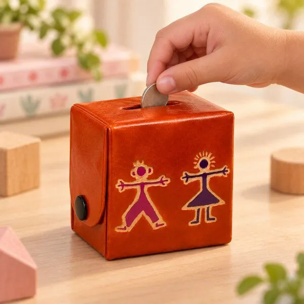 Janselo Harmony Kinder-Spardose aus Shanti-Leder in Orange – Produktbild 4 von 4