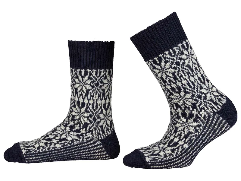 hirsch natur hirsch natur Unisex-Wollsocken 'Norweger Sternenmuster' blau/natur – Produktbild 2 von 3