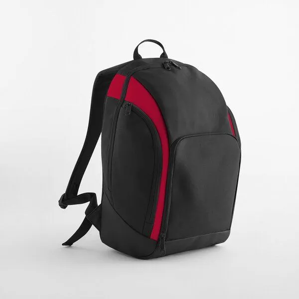 BagBase BagBase Rucksack Teamwear Internes Laptop Fach Organizer Fach Recyceltes Polyester, Schwarz/rot, – Produktbild 1 von 4