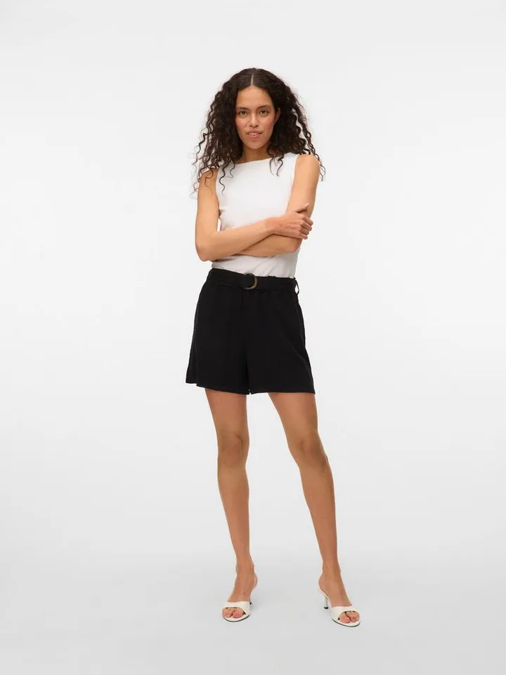 Vero Moda Shorts VMFLEUR HW PAPERBAG BELT TENCEL SHORTS Viskose, loose fit, Schwarz, – Produktbild 5 von 5