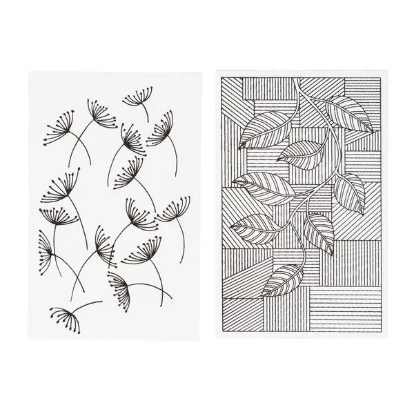 El Puente El Puente Postkarten aus Papier mit Pusteblumen (2er-Set) | Fair Trade & Handmade aus Indien, Schwarz,weiß, – Produktbild 1 von 1