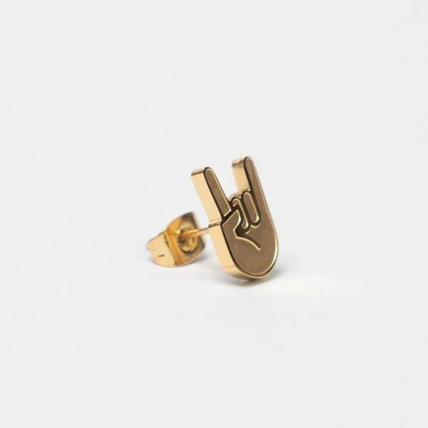 Fyngers Fyngers Ohrstecker aus chirurgischen Edelstahl hochglanzpoliert ROCK´n´ROLL, Gold, – Produktbild 6 von 6