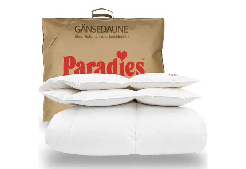 Paradies Paradies Gänsedaunenbettdecke Gabi 90, Daunendecke 135x200 cm, 155x220 cm und 200x200 cm, Füllung: 90% Daunen, 10% Federn, Bezug: 100% Baumwolle, warme Winterdecke 135 x 200cm, Weiß, – Produktbild 1 von 5
