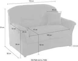 DOMO collection 2-Sitzer Bahia Couch, B/T: 153/92 cm, belastbar bis 140kg/ Sitz, mit Federkern, Microfaser MELROSE® – Produktbild 1 von 1