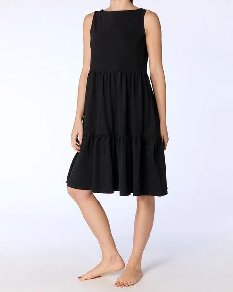 Leela Cotton Leela Cotton Damen Volantkleid reine Bio-Baumwolle, Alpengrau, – Produktbild 3 von 4