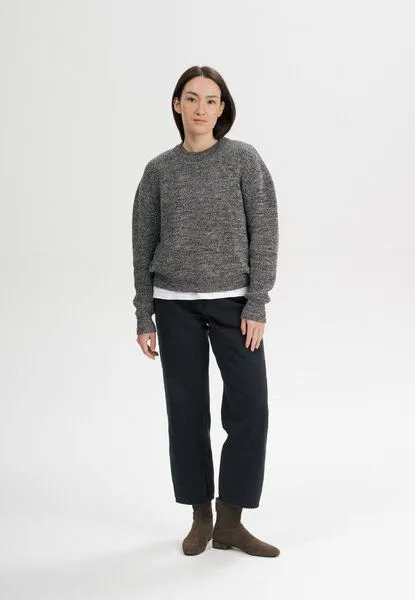 MELA MELA Rippstrick Pullover ADAH aus 100% Bio-Baumwolle, Black pepper speckles, – Produktbild 3 von 4