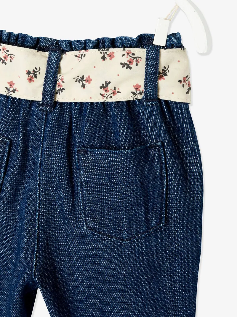 Vertbaudet Mädchen Baby Jeans mit Stoffgürtel, Dark blue, – Produktbild 3 von 3