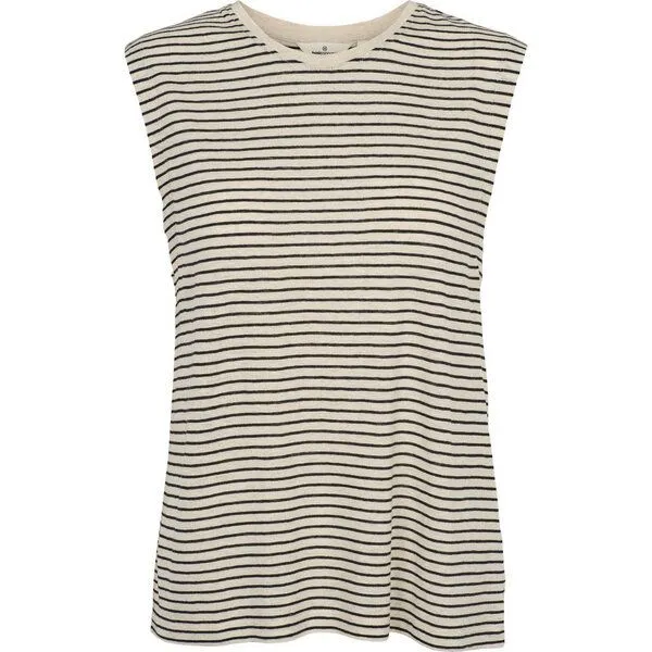 Basic Apparel Basic Apparel Tanktop ASHLY aus Bio-Leinen, Beige-gestreift-schwarz-birch-black, – Produktbild 1 von 4