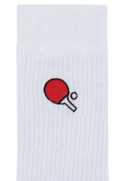 MELA MELA Gerippte Socken Stickerei 1er Pack, Weiss / ping-pong, – Produktbild 3 von 3