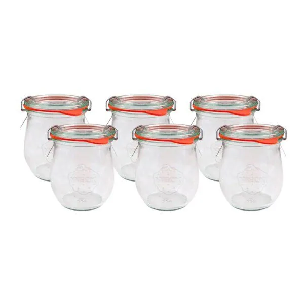 mikken mikken WECK Tulpengläser 6er Set 220 ml - 850 ml - Einmachglas Wecklgas mit 6 Beschriftungsetiketten – Produktbild 2 von 3