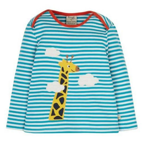 Frugi Frugi Langarm-Shirt Giraffe camper blue gestreift Bobby Applique Top Giraffe – Produktbild 1 von 2