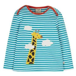 Frugi Frugi Langarm-Shirt Giraffe camper blue gestreift Bobby Applique Top Giraffe – Produktbild 1 von 1