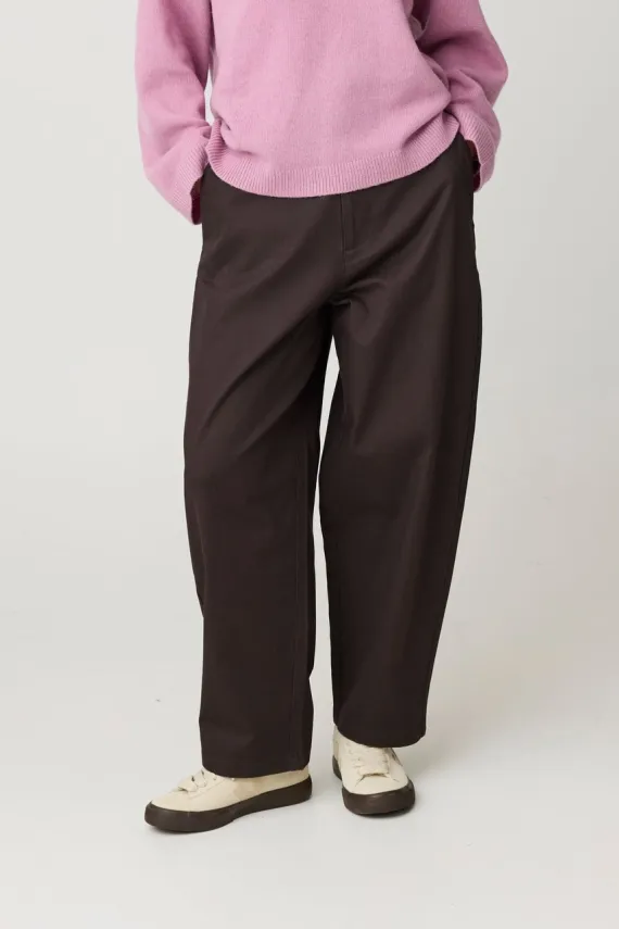 KnowledgeCotton Apparel KnowledgeCotton Apparel Damen vegan Hose Bloom Barrel Pique Chocolate Torte, Braun, – Produktbild 2 von 2