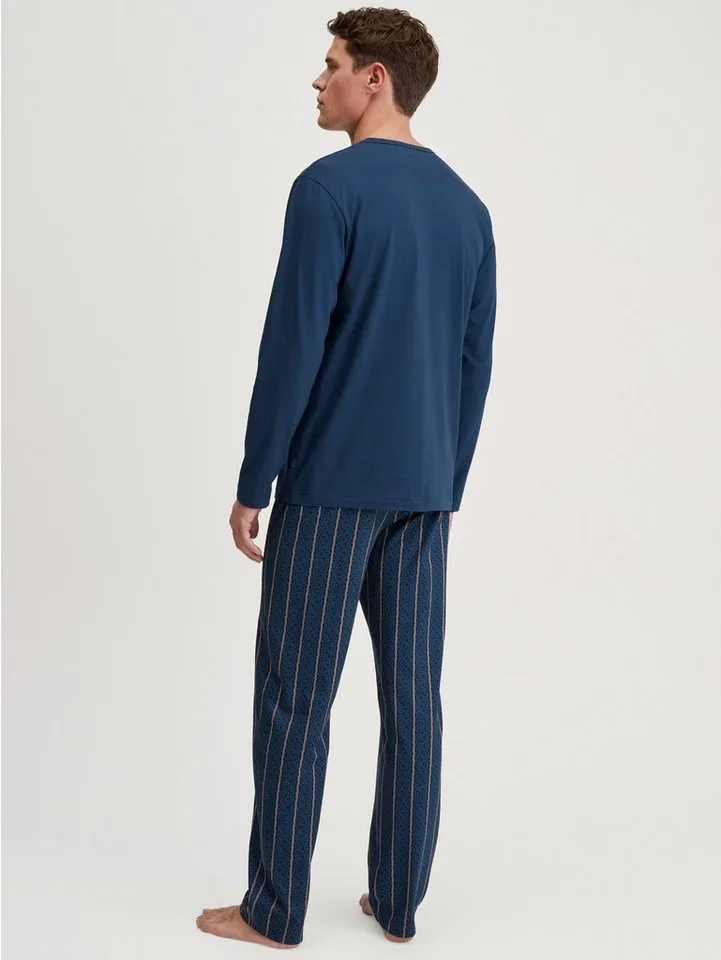 CALIDA CALIDA Pyjama Relax Imprint Herren (2 tlg) weich, leicht und bequem, Blau, – Produktbild 3 von 5