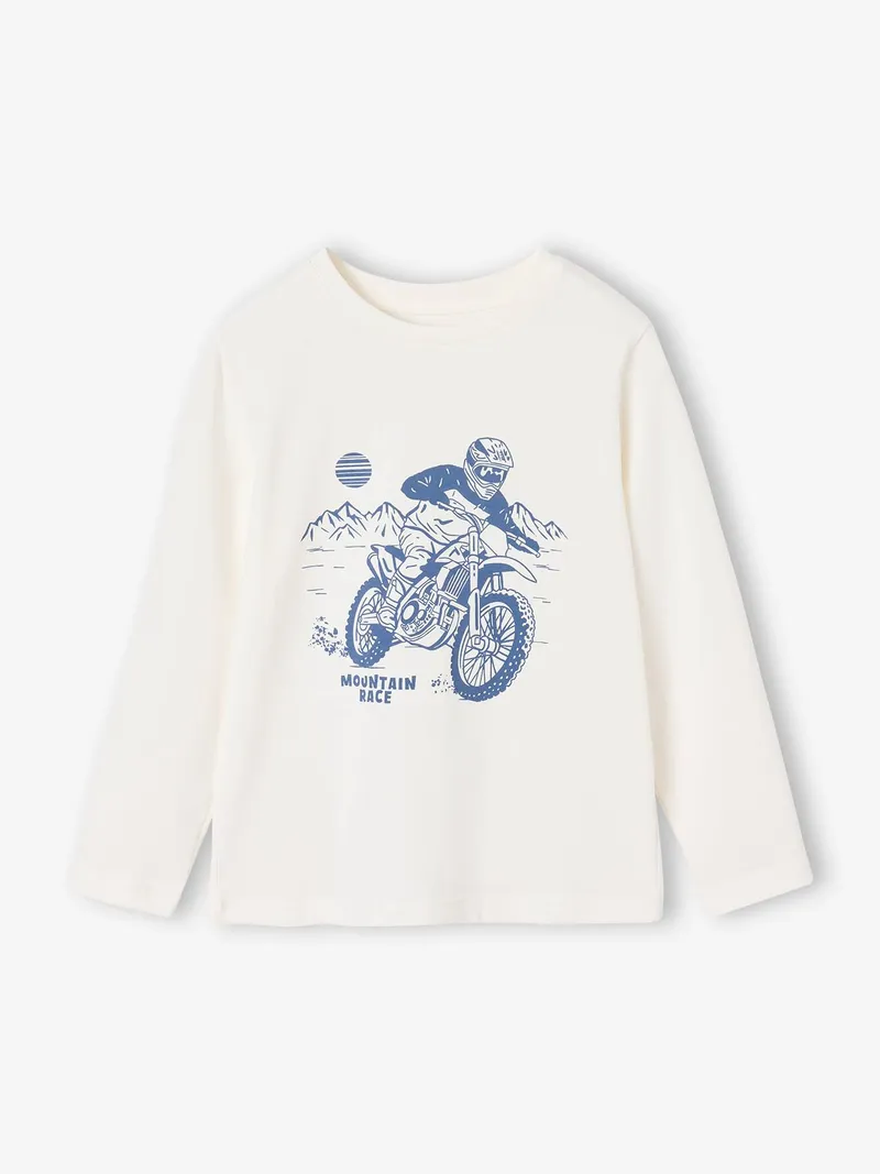 Vertbaudet Langarmshirt mit Print Jungen, Weiß, – Produktbild 1 von 3