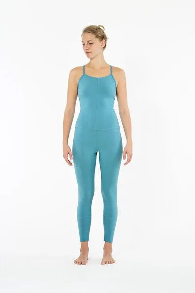 YOIQI YOIQI Yoga Einteiler Jumpsuit aus biologischer Baumwolle, Cyan(petrol), – Produktbild 2 von 3
