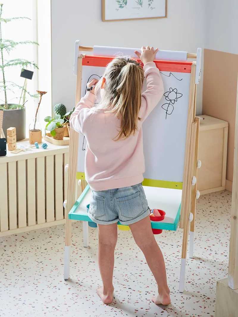 Vertbaudet 3-in-1 Tafel mit Mal-Zubehör Holz FSC®, Mehrfarbig, – Produktbild 4 von 4