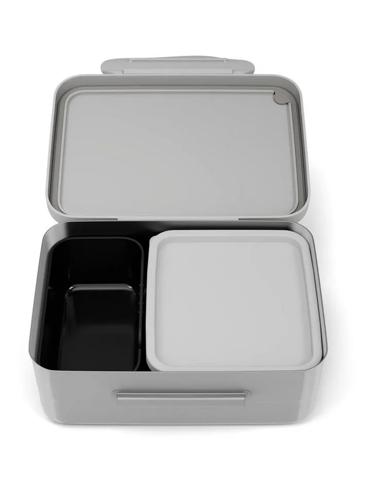 Ergobag Ergobag Lunchbox Edelstahl Brotdose, Edelstahl, (Edelstahl Brotdose, 3-tlg., 1x Brotdose, 1x Trennfach), spülmaschinengeeignet bis 45 Grad, Handwäsche empfohlen, Grau, – Produktbild 3 von 4