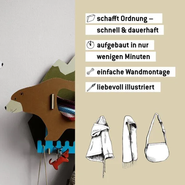 WERKHAUS WERKHAUS Kindergarderobe Dicke Tiere - Bär – Produktbild 4 von 6