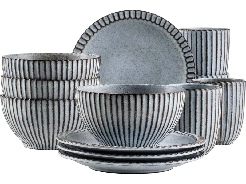 Mäser Mäser Frühstück Set 12-tlg. "Ida" Steinzeug, Blau, – Produktbild 1 von 1