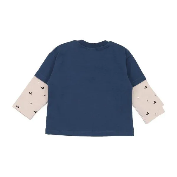 Walkiddy Walkiddy Tiny Trains Shirt - Bio-Baumwolle, Nachhaltig & Umweltbewusst - Blau Kinderkleidung – GOTS zertifiziert, Blau, – Produktbild 2 von 3