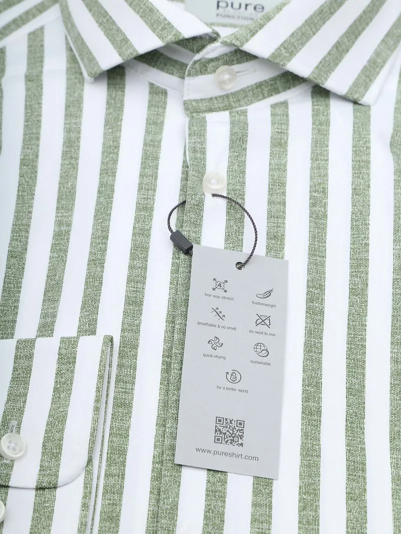 Pure Pure Shirt Linen Optics Stripe Grün - Größe 43 (XL), Grün, – Produktbild 2 von 3