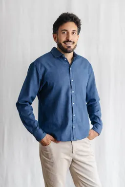 Jyoti - Fair Works Jyoti - Fair Works Herren vegan Hemd Nakshita Denim Blau – Produktbild 1 von 1