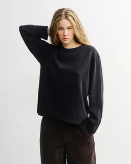 Rotholz Rotholz Damen vegan Schwarzes Oversize-Langarmshirt – Produktbild 1 von 1