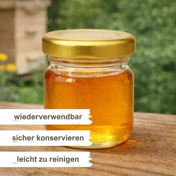 mikken mikken 10 kleine Einmachgläser 40 ml mit Schraubdeckel, Gold, – Produktbild 2 von 4