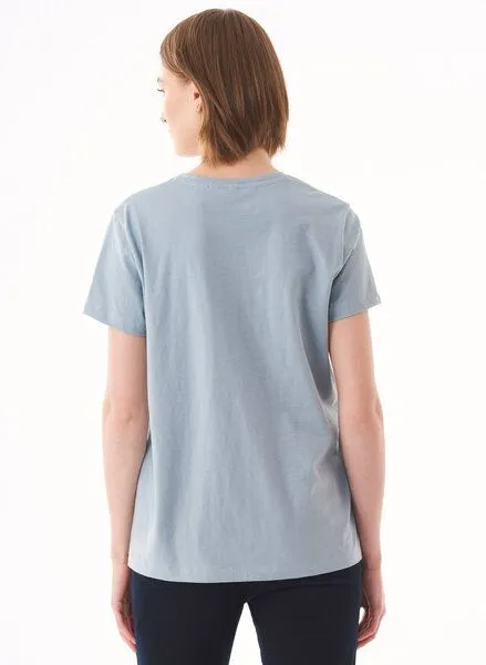 ORGANICATION ORGANICATION Damen Basic T-Shirt aus Bio-Baumwolle, Blau(dusty blue), – Produktbild 4 von 4