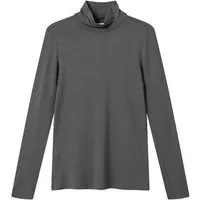 Givn Berlin Givn Berlin Damen Longsleeve mit Rollkragen aus Lyocell (TENCEL) "Vida", Grau (shadow grey tencel), – Produktbild 1 von 1