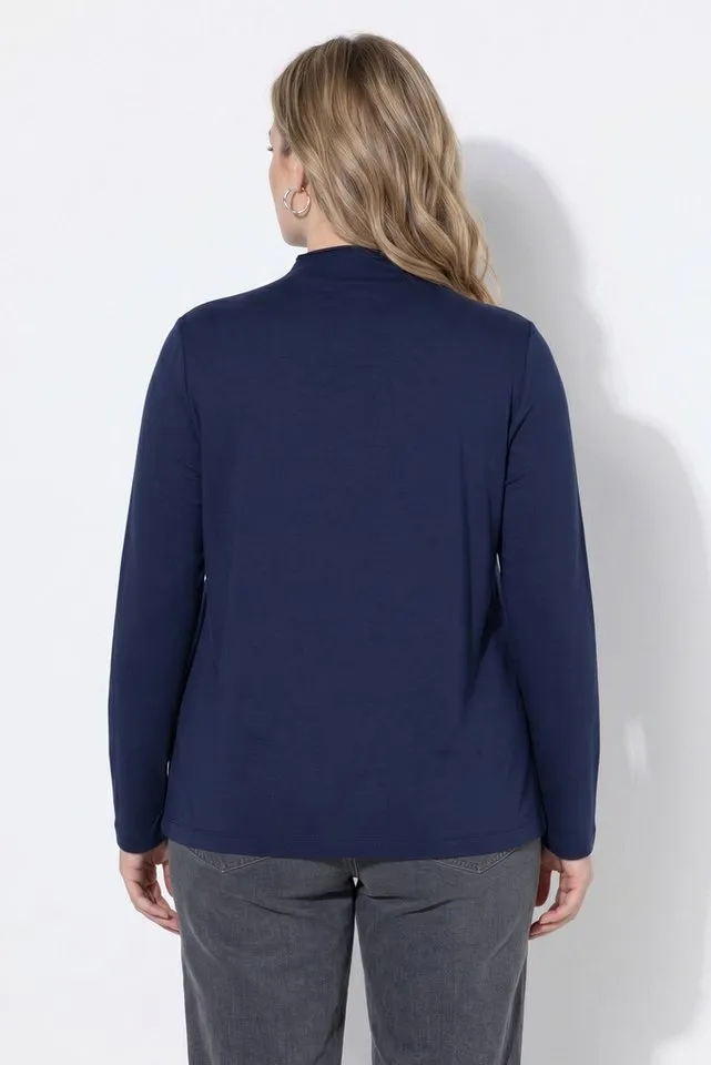 Ulla Popken Longsleeve Shirt Slim Stehkragen Langarm, Schwarz, – Produktbild 4 von 4