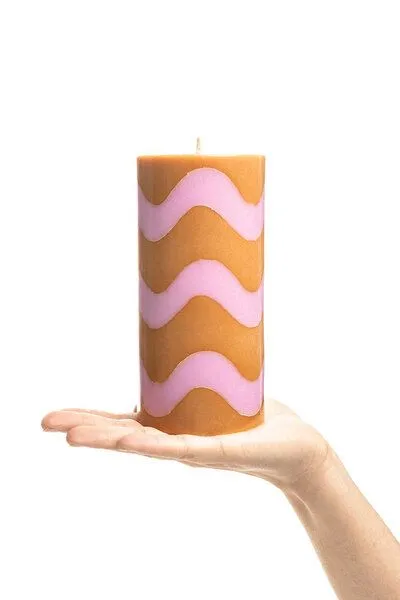 Tranquillo Tranquillo Stumpenkerze GLUMI WAVE, Wax038-orange, – Produktbild 3 von 4